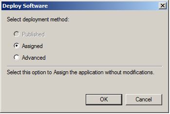 Deploy Software dialog box.